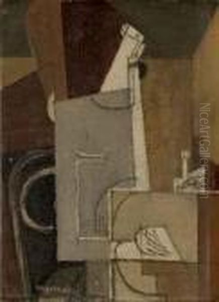 Personnage Ecrivant Oil Painting by Louis Marcoussis