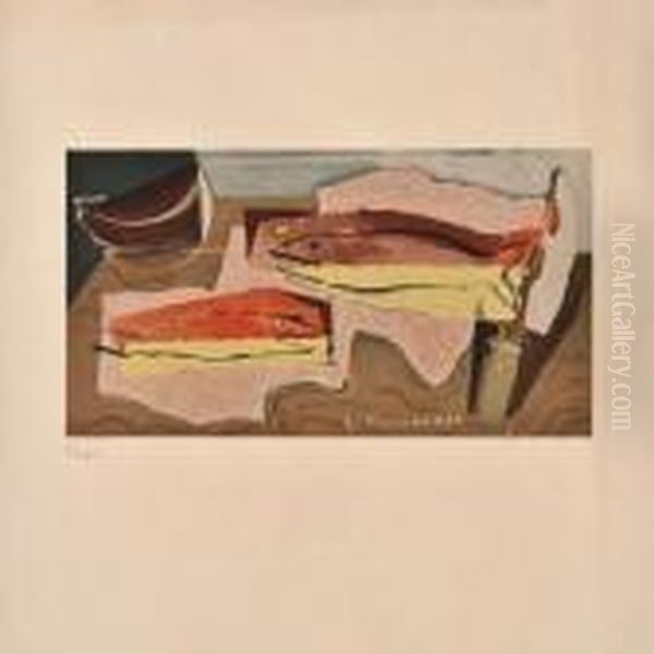 Nature Mort Au Poisson Oil Painting by Louis Marcoussis