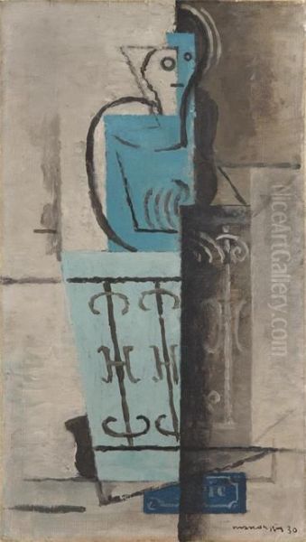 Jeune Femme Au Balcon Oil Painting by Louis Marcoussis