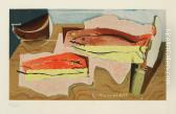 Nature Mort Au Poisson Oil Painting by Louis Marcoussis