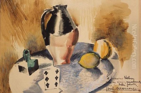 Nature Morte Au Pichet Et Au Six De Trefle Oil Painting by Louis Marcoussis