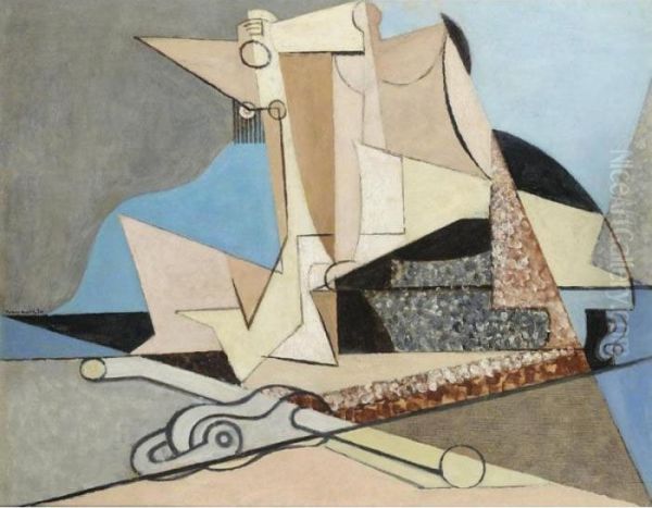 Figures Et Ancre Marine Oil Painting by Louis Marcoussis