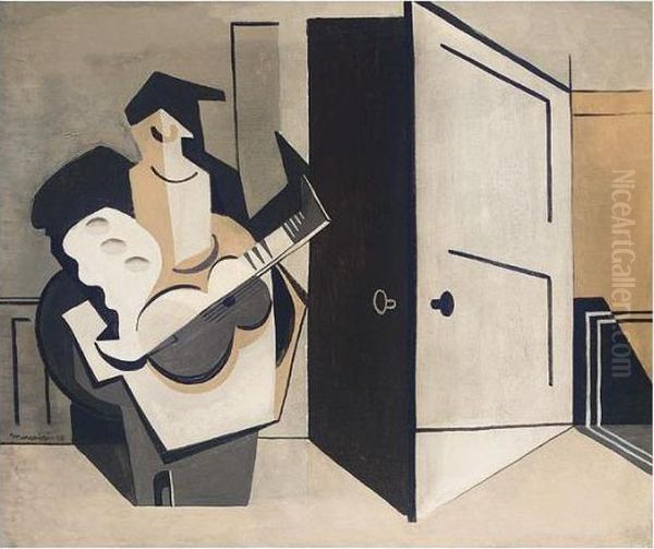 Musicien Dans Un Interieur Oil Painting by Louis Marcoussis