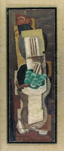 Violon, Raisin Et Cuiller Oil Painting by Louis Marcoussis