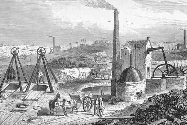 Staffordshire Colliery from Cyclopaedia of Useful Arts and Manufactures, edited by Charles Tomlinson, c.1880s Oil Painting by William Henry Prior