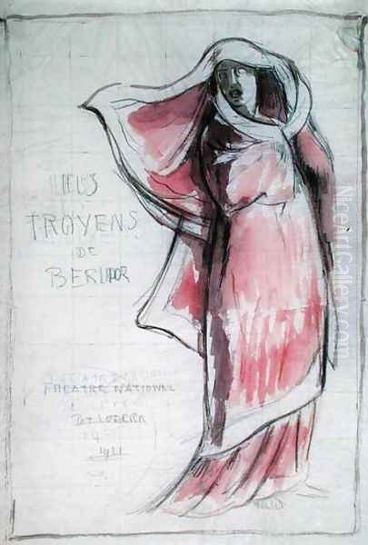 Design for a poster advertising Les Troyens The Trojans composed by Hector Berlioz 1803-69 for a performance at the Opera de Paris in 1921 Oil Painting by Rene Piot