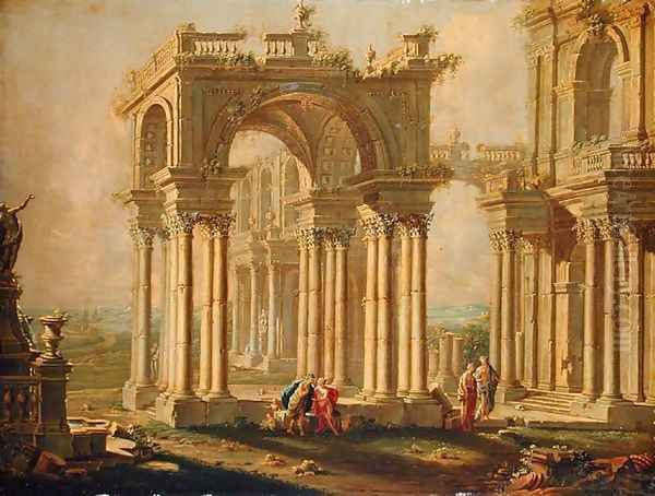 Landscape with Ruins Oil Painting by Josef Platzer