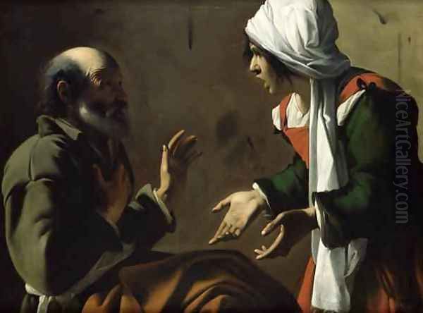 The Denial of St. Peter Oil Painting by Saraceni Pensionante de