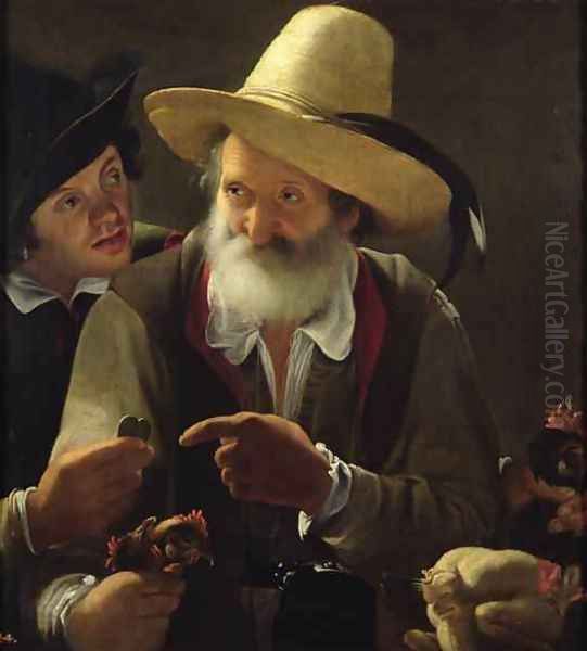 The Bird Seller Oil Painting by Saraceni Pensionante de