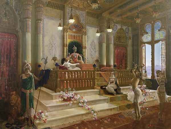 The Maharajahs Favourite, c.1870 Oil Painting by Charles Albert Pesnelle