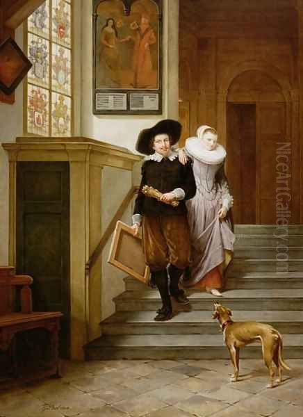 Frans Hals 1580-1666 and His Wife Lysbeth Reyniersdr Oil Painting by Gerrit Postma