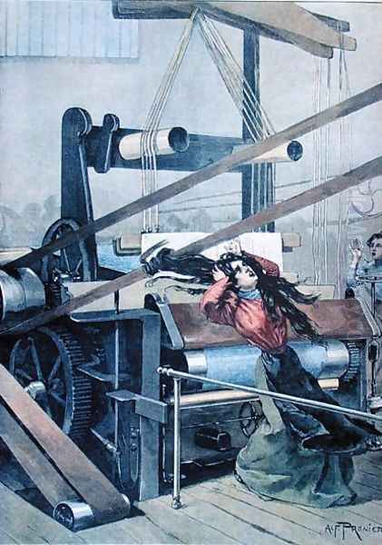 Accident in a textile mill in Lille, illustration from Le Petit Journal, 1898 Oil Painting by Alfred Pronier