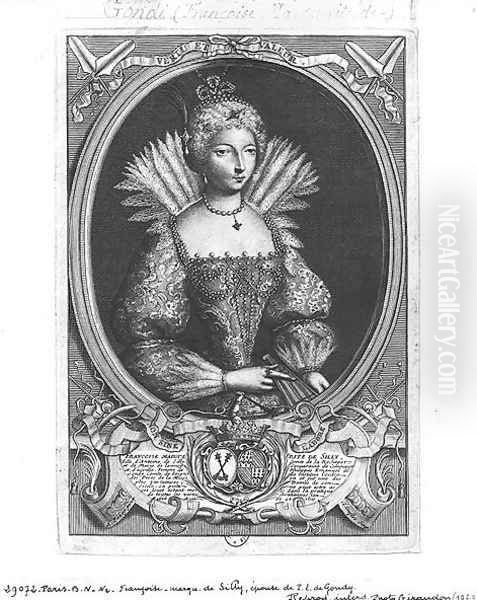 Francoise-Marguerite de Silly 1584-1626 engraved by Claude Duflos 1665-1727 Oil Painting by Antoine Pezey