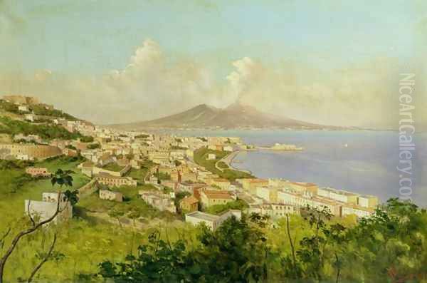 View of the Bay of Naples Oil Painting by Enrico Pistilli