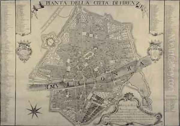 Map of Florence, 1730 Oil Painting by Papini