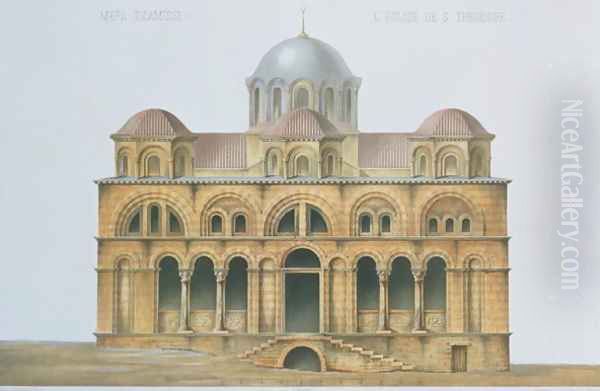 Facade of Mefa Dzamissi, the Church of St. Theodore, from Church Architecture of Constantinople, pub. by Lehmann and Wentzel of Vienna, c.1870-80 Oil Painting by Pulgher, D.