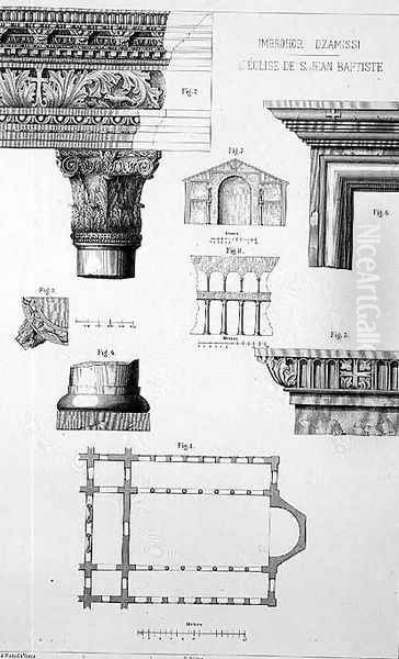 Plan and architectural details of Imbrohor Dzamissi, the Church of St. John the Baptist, from Church Architecture of Constantinople, pub. by Lehmann and Wentzel of Vienna, c.1870-80 Oil Painting by Pulgher, D.