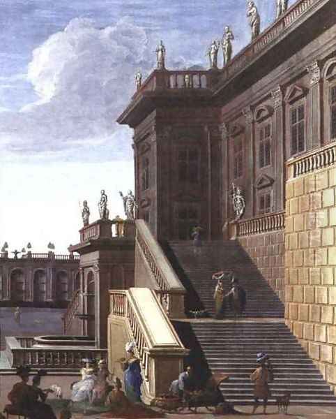 The Courtyard of a Baroque Palace Oil Painting by Jacob Balthasar Peeters