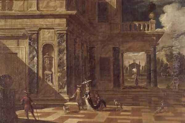 Architectural capricci with elegant figures Oil Painting by Jacob Balthasar Peeters