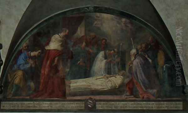 The Death of St. Antoninus, lunette Oil Painting by Bernardino Barbatelli Poccetti