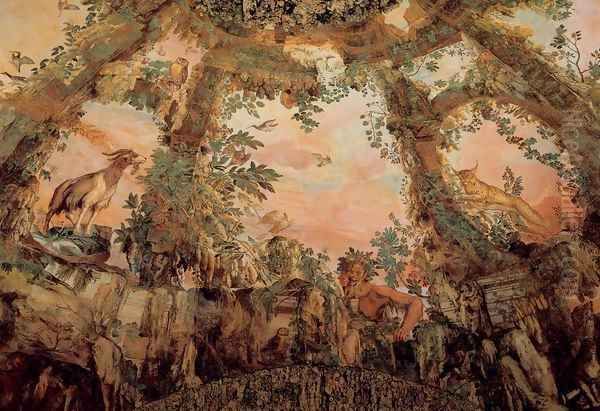 Ceiling fresco Oil Painting by Bernardino Barbatelli Poccetti