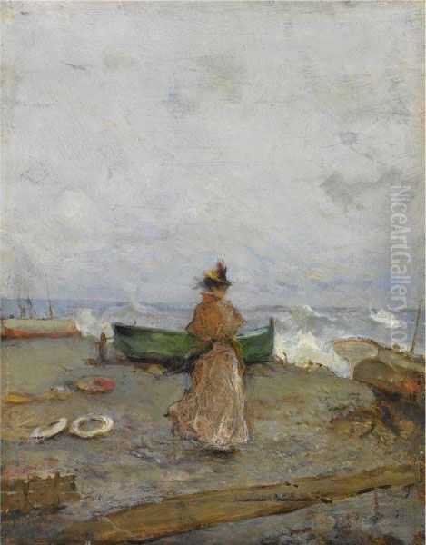 In Riva Al Mare Oil Painting by Pompeo Mariani