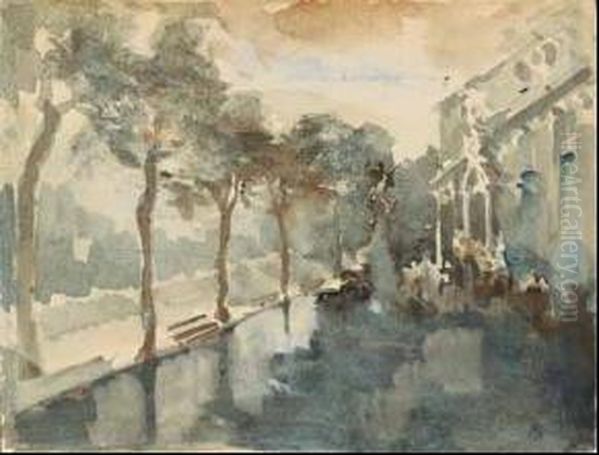 Per Le Vie Di Milano Oil Painting by Pompeo Mariani