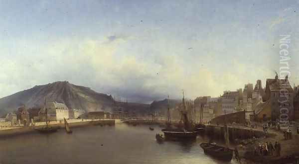 The Bridge at Cherbourg Oil Painting by John Louis Petit