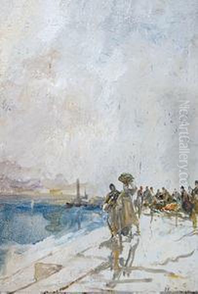 Porto Di Genova Oil Painting by Pompeo Mariani