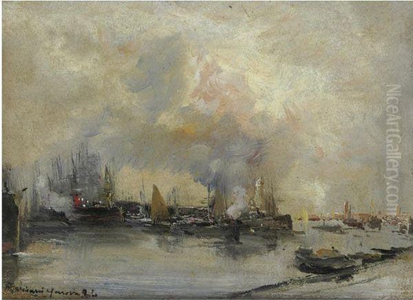 Porto Di Genova Oil Painting by Pompeo Mariani