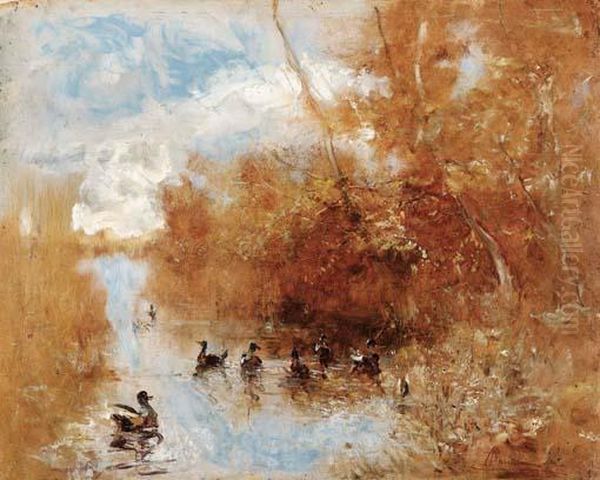 Stagno Alla Zelata Oil Painting by Pompeo Mariani