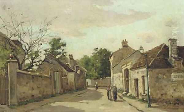 Gossips on a village street Oil Painting by Jules Petillion