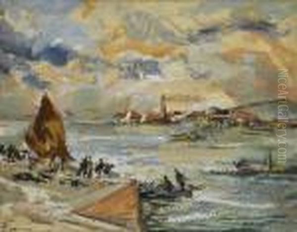 Porto Di Genova Oil Painting by Pompeo Mariani