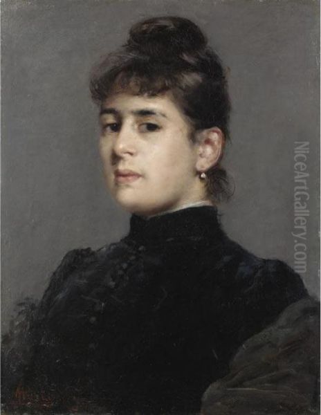 Ritratto Di Donna Oil Painting by Pompeo Mariani