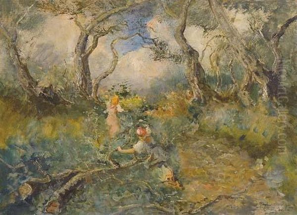 La Cueillette Des Olives. 1912 Oil Painting by Pompeo Mariani