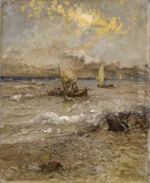 Mareggiata Oil Painting by Pompeo Mariani