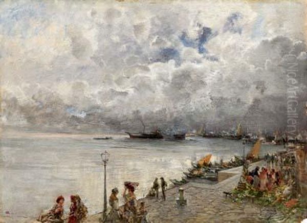 Porto Di Genova Oil Painting by Pompeo Mariani