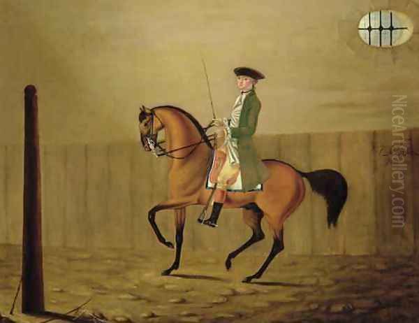 Gentleman on a Bay Horse in a Riding School, 1766 Oil Painting by Thomas Parkinson