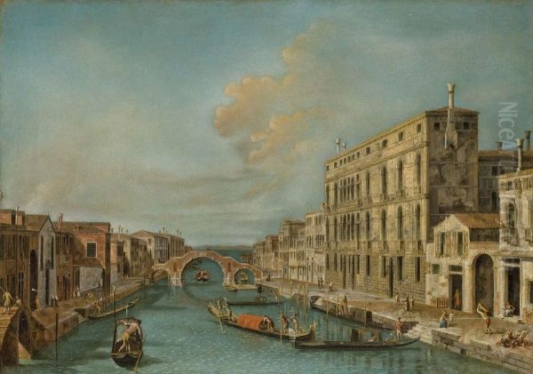 Le Palais Surian Bellotto Sur Le Rio Di Cannaregio Oil Painting by Michele Marieschi