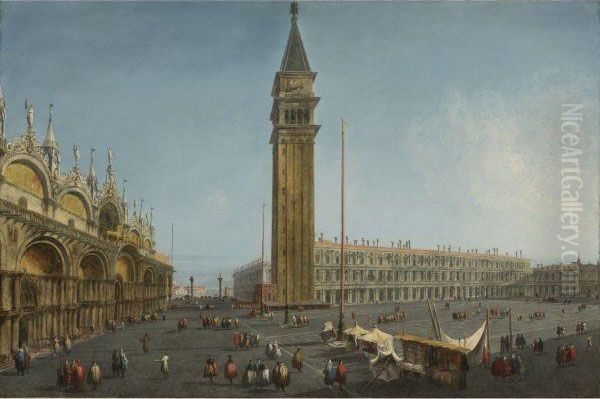 The Piazza San Marco, Venice, From The Torre Dell'orologio Oil Painting by Michele Marieschi