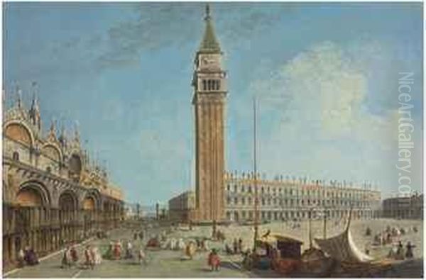 The Piazza San Marco, Venice, From The Torre Dell' Orologio,looking South Oil Painting by Michele Marieschi