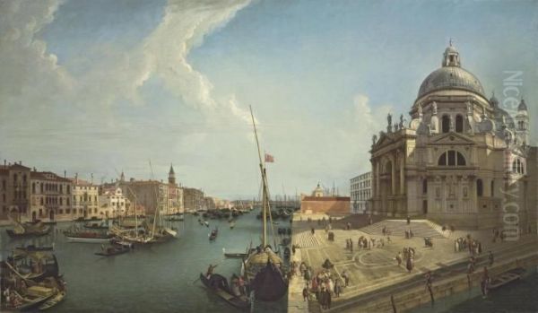 The Grand Canal, Venice, Looking Towards Santa Maria Dellasalute Oil Painting by Michele Marieschi