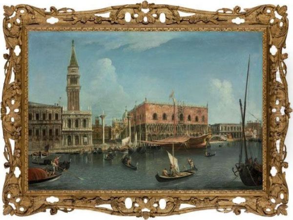 The Molo, Venice, With The 
Zecca, The Libreria, The Piazzetta Withthe Campanile, The Palazzo 
Ducale, The Bridge Of Sighs And Theprigoni Oil Painting by Michele Marieschi