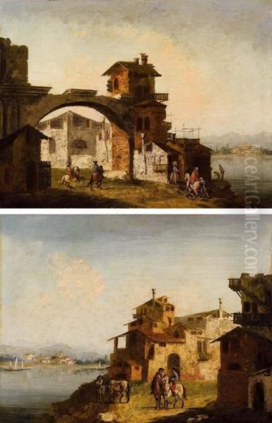 Capriccio Lacustre Conarco Classico, Casa Torre E Cavalieri Oil Painting by Michele Marieschi