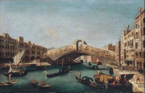 Venezia, Veduta Del Canal Grande Con Il Ponte Di Rialto Oil Painting by Michele Marieschi