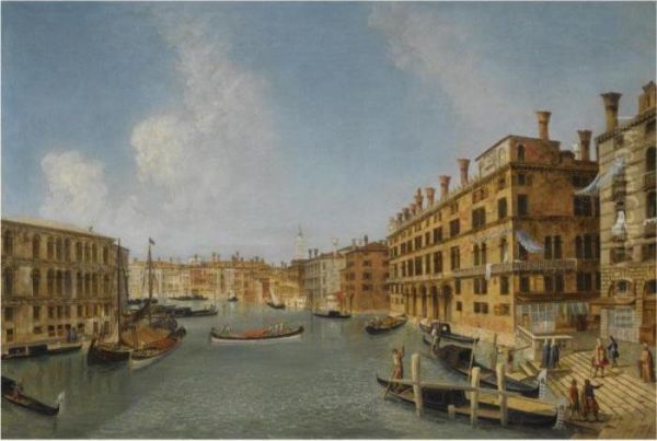 View Of The Grand Canal, Venice, With The Fondaco Dei Tedeschi Oil Painting by Michele Marieschi