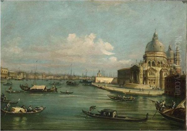 A Vedute Of Venice With The 
Canal Grande And The Santa Maria Della Salute, The Palazzo Ducale Beyond Oil Painting by Michele Marieschi