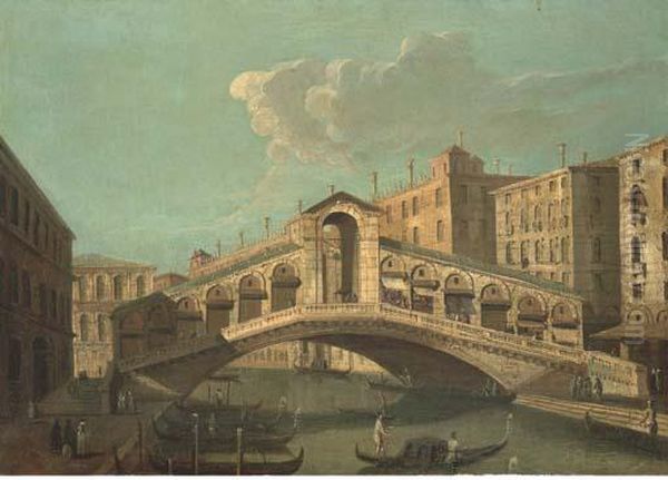 Vue Du Pont Du Rialto Sur Le Grand Canal A Venise Oil Painting by Michele Marieschi