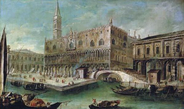 The Doge's Palace And The Bacino Di San Marco, Venice Oil Painting by Michele Marieschi