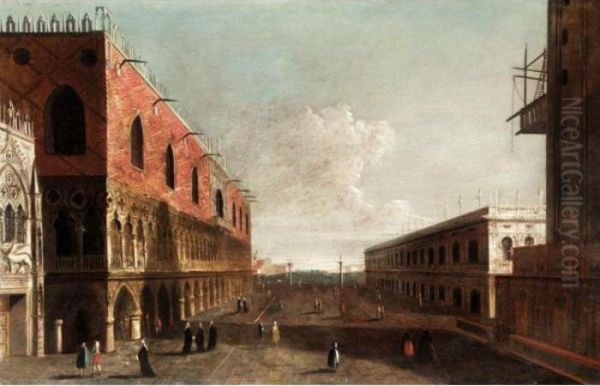 Venice, A View Of The Piazzetta Looking Towards The Bacino Di San Marco Oil Painting by Michele Marieschi